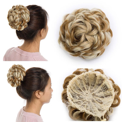 

Messy Hair Bun Chignons Synthetic Hair Extensions Wavy Updo Scrunchy Hairpieces