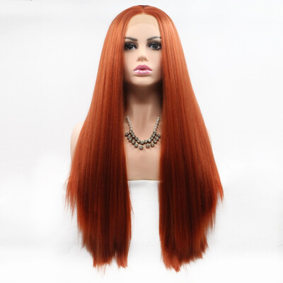 

Amazing Star Lace Frontal Wigs Straight Blonde Hair Heat Resistant Fiber Middle Part Half Hand Tied Synthetic Hair Wigs