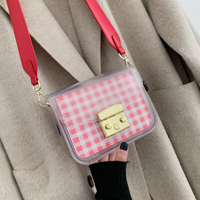 

Transparent bag female 2019 new wave Korean version of the mini jelly package small square bag wild wide shoulder strap shoulder Messenger bag