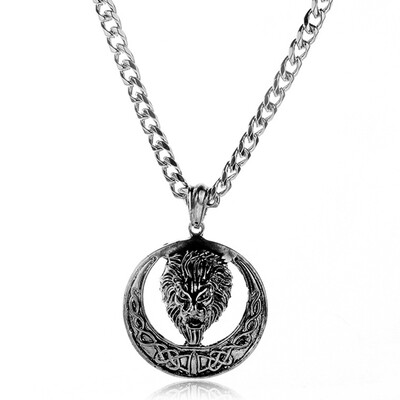 

European And American Fashion Popular Lion Head Necklace Pendant Stainless Steel Necklace Alloy Accessories Jewelry