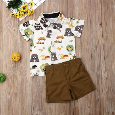 

Kids Baby Boy Formal Suit Animal Tops ShirtShorts Pants Summer Outfits Clothes