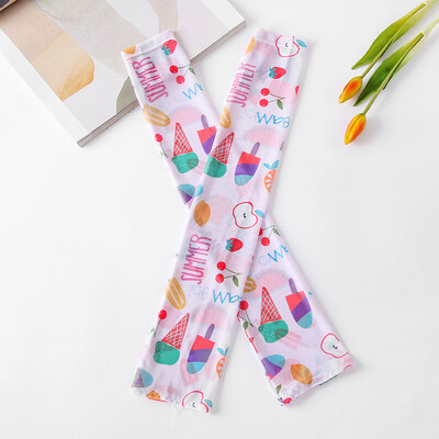 

New digital printing sunscreen grid ice silk sleeves female cartoon outdoor riding travel ice sleeve women factory wholesale