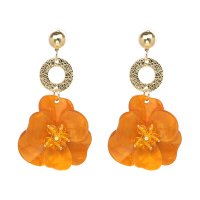 

2019 Cute Women Resin Flowers Statement Earrings Multi Color Fashion Wedding Jewelry Drop Dangle Earrings Wholesale J50054