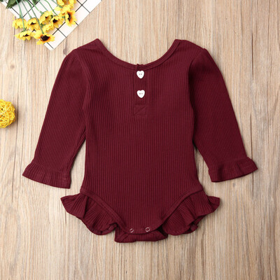 

Newborn Kids Baby Girl Clothes Knitted Ruffle Romper Bodysuit Overall Outfit Set
