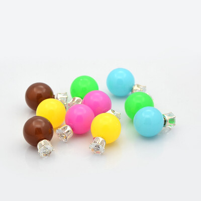 

Chic Girls Jelly Style Acrylic Double Faced Ball Ear Studs with Silver Iron Findings&Crystal Rhinestone Mixed Color Ball 1