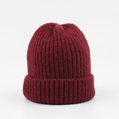 

Fashion Women Ribbed Knitted Beanies Solid Color Dome Cute Sweet Winter Warm Skullies Headwear