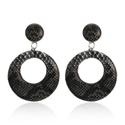 

New Fashion Big Round Geometric Drop Earrings for Women Punk Vintage Statement Earrings Snake Skin Party Jewelry Gift