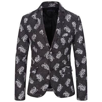 

Toponeto Fashion Mens Casual Print Suit Lapel Slim Fit Stylish Suit Coat