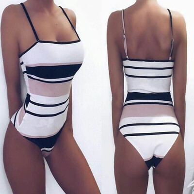 

Starmoon Women Ladys Summer Sexy Camisole Colorblock Striped Printed Swimwear Jumpsuit