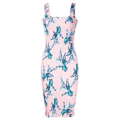 

Women Summer Fashion Concise All-match Leaf Pattern Slim Fit Sexy Sleeveless Dresses