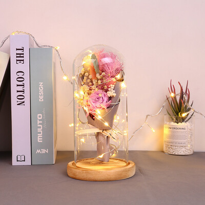 

Gobestart Everlasting flower Never Withered Flower in Dome Gift For Anniversary Birthday