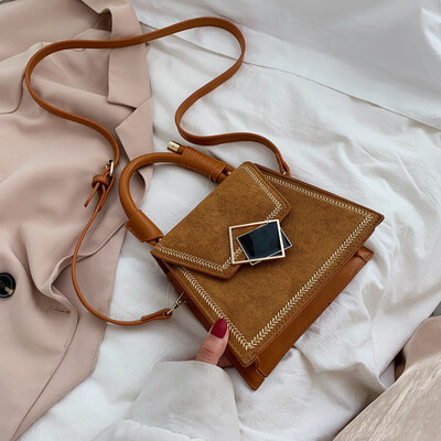 

Texture frosted small bag fashion retro geometric small square bag new 2019ins womens small fresh Messenger bag