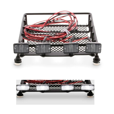 

Tailored Roof Rack Luggage Carrier with Square Light Bar for 110 RC Crawler Axial SCX10
