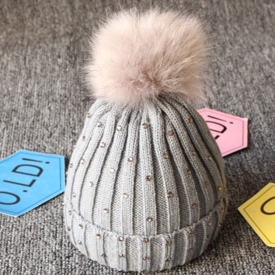 

Newborn Baby Boys Girls Winter Warm Double Fur Pom Bobble Knit Beanie Hats Cap