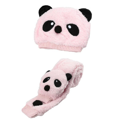 

Winter Toddler Girl Boy Cute Panda Hat Scarf Set Fleece Beanie Warm Cap Unisex Two-Piece Set