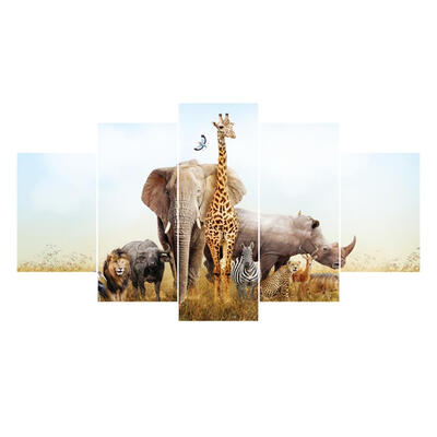 

5 Piece HD Printed Canvas Paintings Animals World Posters Wall Art Pictures