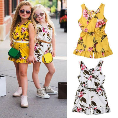 

Toddler Baby Kids Girls Floral Sleeveless Romper Bodysuit Jumpsuit Outfit Clothes Set