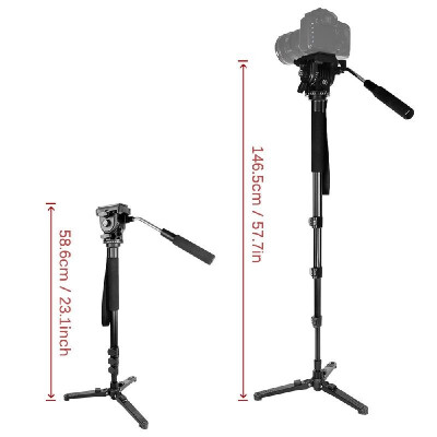 

KINGJOY Aluminium Alloy Camera Monopod Unipod with Fluid Ballhead Quick Release Plate Tripod Base Carry Bag Adjustable Height 14