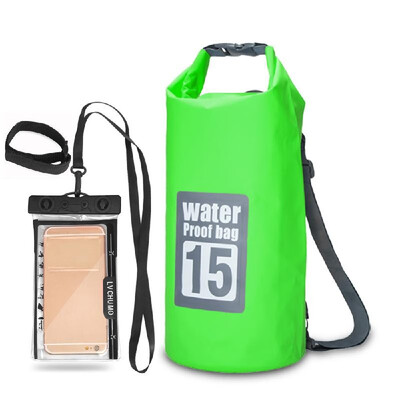 

5L 10L 15L 20L Outdoor Waterproof Dry Backpack Roll-top Floating Bag with 63 Waterproof Phone Case for Kayaking Rafting B