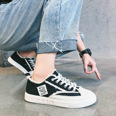

Summer Mens Shoes Korean Fashion Canvas Slipper Shoes Low-Up Leisure Fashion Shoes Autumn Flat-soled Cloth Shoes
