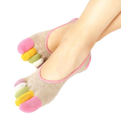 

Fashion Color Blocking Cotton Women Multi-color Low Cut Spring Five Toe Socks