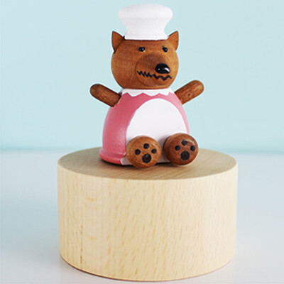 

Gobestart Wood Color Animal Shape Crafts Gift Beech Wooden Clockwork Music Box