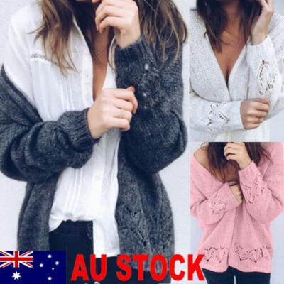 

NEW Women Long Sleeve Sweater Top Casual Knitted Cardigan Outwear Jacket Coat