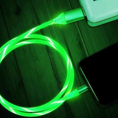

Round Magnetic Micro USB Lightning Type-C Fast Charging Streamer LED Lighted Data Cable Line-Lightning