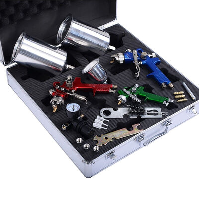 

3 HVLP Air Spray Gun Kit Auto Paint Car Primer Detail Basecoat Clearcoat