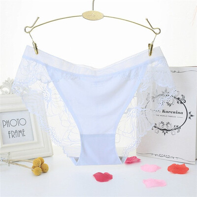 

Seamless womens large size sexy transparent lace nylon crotch underpants