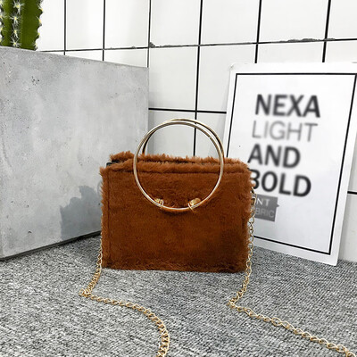 

Tailored Women Bag Solid Color Hairy Shoulder Bag Student Messenger Fashion Wild Lady Bag