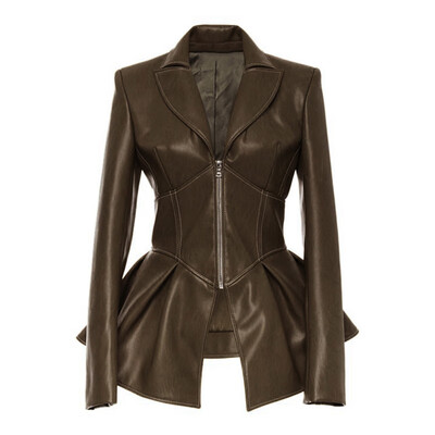 

Womens Slim Fit Motorcycle Biker Leather Jacket Spring Casual Parka Coat Tops