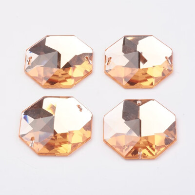 

Sew on Rhinestone Taiwan Acrylic Rhinestone Two Holes Garments Accessories Faceted Octagon SandyBrown 30x28x7mm Hole 1mm