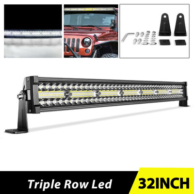 

32 inch 585W LED Light Bar Tri Row Flood Spot Combo Truck Driving Offroad PK 32