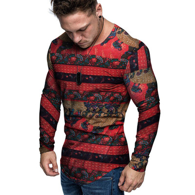 

Toponeto Mens Fashion Casual Print Round Neck Imitation Cotton And Linen Top