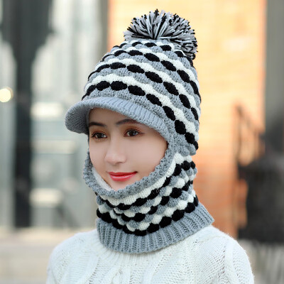 

Wool hats for men&women in winter knitted ear&neck protector riding windproof&velvet one-piece hat to keep warm