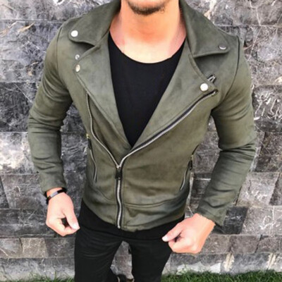 

Mens Casual Solid Short Coats Lapel Long Sleeve Zipper Jackets Slim Outwear
