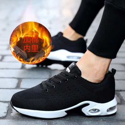 

Winter trend sports shoes men plus velvet warm fly woven mesh shoes running shoes mens sports wind single shoes cross-border