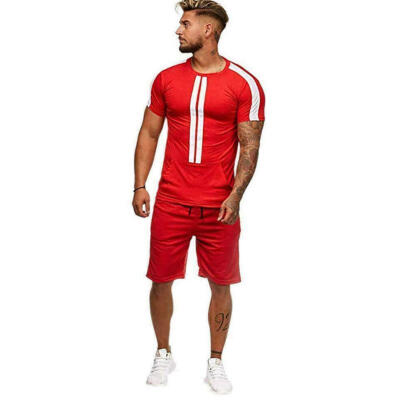 

Fashion Men Tracksuit Set Short Sleeve Sweatshirt Pants Jogger Sportswear Suit