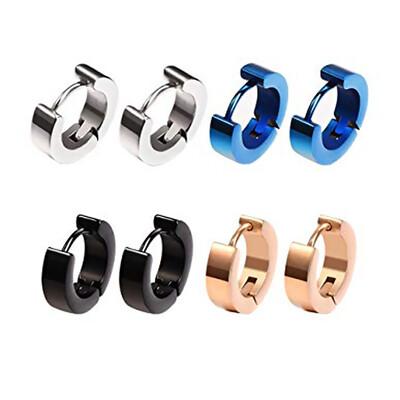 

4 Pair Unisex Stainless Steel Round Piercing Earring Steel Fastness Anti-allergy Ear Studs