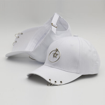 

New Cap Female Korean Chaopai Joker Student Stars with Spring&Summer Street Iron Ring Hip Hop Baseball Cap Male