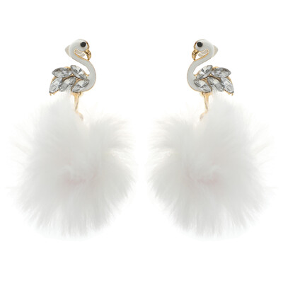 

Wild ear jewelry symmetrical hair ball flamingo earrings wild zircon earrings