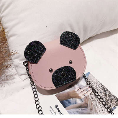 

Women Cute Girls Kids Children High Cartoon Bear Design Cross-body Handbag PU Shoulder Messenger Bag