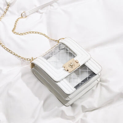 

Summer transparent bag female 2019 new wave Korean version of the rhombic chain shoulder bag fashion diagonal cross jelly small square bag
