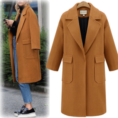 

Roseonmyhand Womens Winter Lapel Wool Coat Trench Jacket Big Pocket Overcoat Outwear