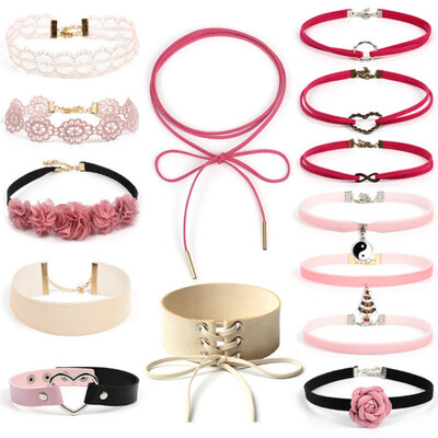 

Gothic Style Choker Personality Cute Velvet Necklace Lace Choker 14pcsset