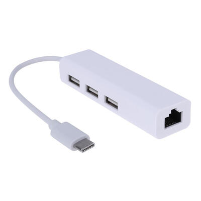 

RJ45 Network Cable Port to USB 31 Type-C Converter Adapter with 3 USB Port