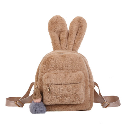 

Rabbit Ear Furry Backpack Strange Small Shoulder Furry Womens Backpack Autumn&Winter Ugly&Lovely Womens Backpack