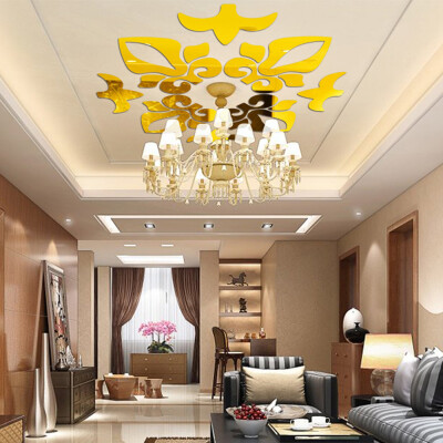 

Gobestart Creative Abstract Acrylic Style 3D Wall Stickers Mirror Ceiling Wall Mirrors BK