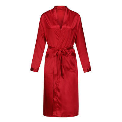 

Toponeto Men Solid Pocket Long Sleeve Silk Pajamas Sleepwear nightdress Nightwear